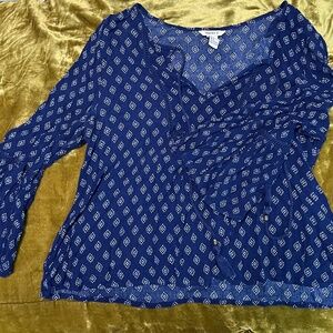 Blue top with bell sleeves